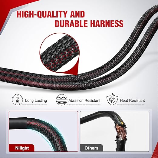 Nilight Wiring Harness Kit Nylon 16 AWG 2 Leads LED Light Bar 12V 5Pin Rocker Switch Laser On Off Power Relay Blade Fuse for Off Road Lights on Cars Jeep Boat Trucks