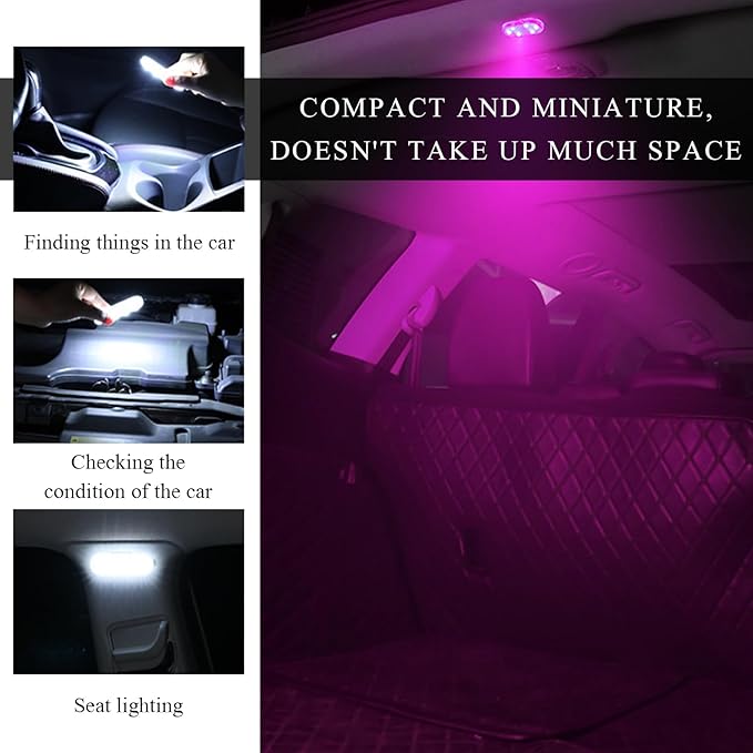 Wevdn 2 PCS Car LED Lights Interior Wireless, Magnetic Car Ambient Lighting with 6 Bright LED Lamp Beads, Portable USB Rechargeable Vehicle Interior Led Night Light for Car (Colorful)