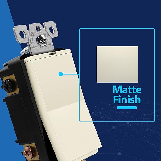 LIDER Minimalist Design Matte Finish Lighted 4-Way Decorator Light Switch, Four Way Frameless Rocker Switch, Residential/Commercial Grade, 15A 120V/277V, UL Listed, LS15-4W-LA, Light Almond