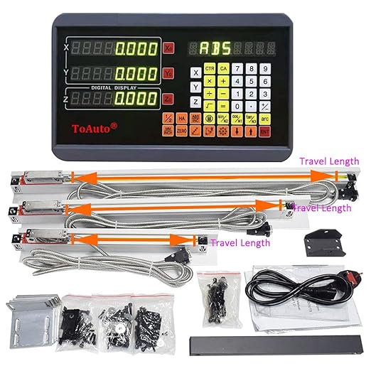 FASTTOBUY 10"+18"+20" 3 Axis Digital Readout DRO Display 5um Precision TTL Linear Glass Scale for Drill EDM Mill Lathe,(250mm+400mm+500mm).