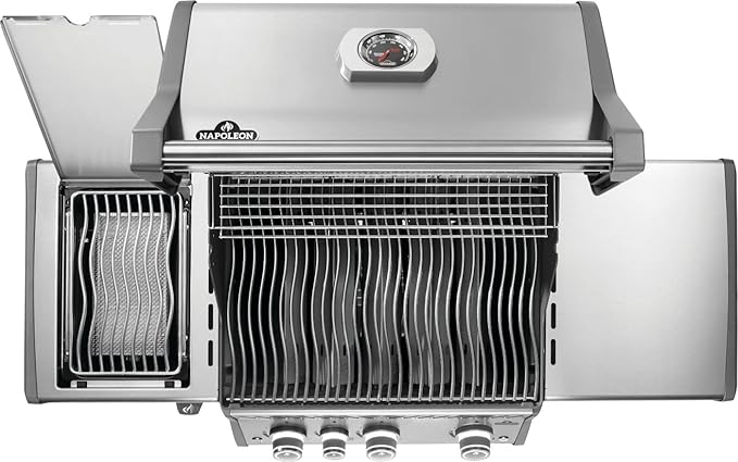 Napoleon Rogue PRO 425 Propane Gas Grill with Infrared Side Burner, Stainless Steel, Durable 4-Burner BBQ