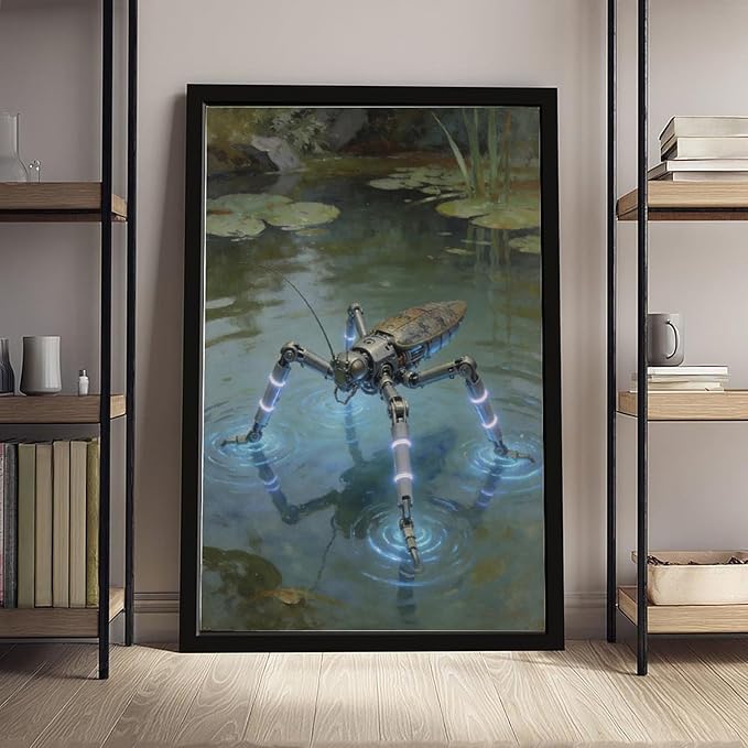 Framed Modern Sci Fi Wall Art for Living Room And Studio Futuristic Minimalist Decor 20x30in