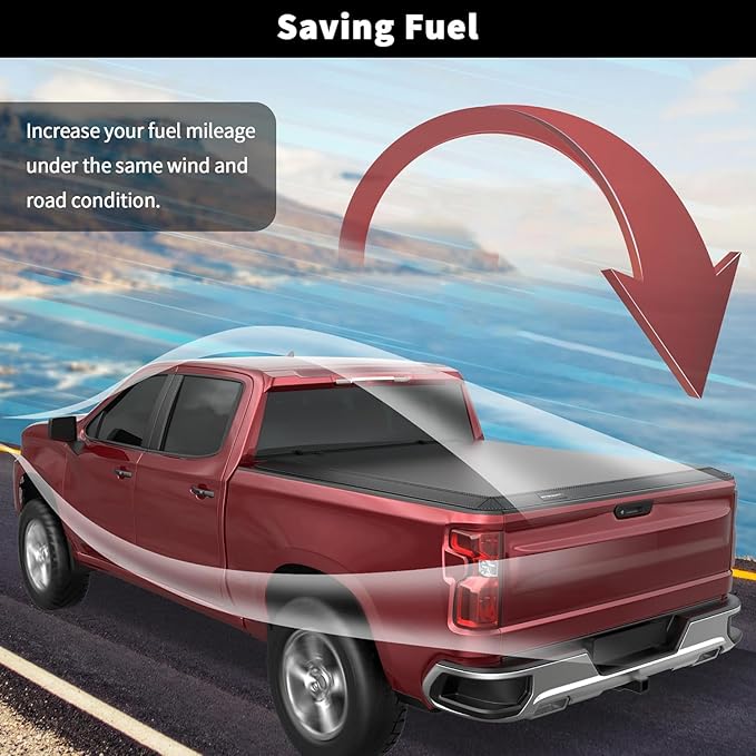 Soft Quad Fold Truck Bed Tonneau Cover Compatible for 2019-2024 2025 Chevy Silverado/GMC Sierra 1500 Fleetside New Body Style 4-Fold 5.8FT 69.3 inch
