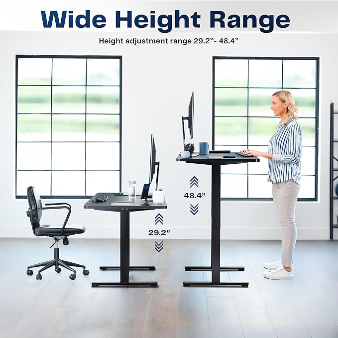 VIVO Electric 55 x 28 in Standing Desk, Memory Height Adjustment, 1B Series, Holds 220 lbs, One-Piece Light Wood Top, Gray Frame, DESK-KIT-1G55C
