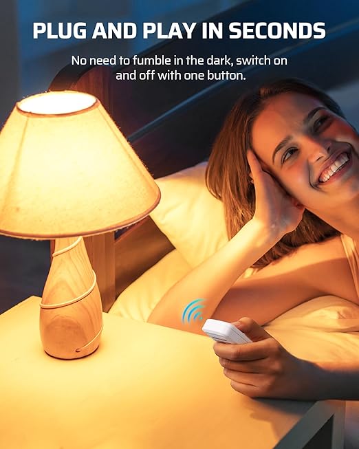 DEWENWILS Indoor Remote Control Outlet, Wireless Remote Light Switch, No Interference Remote Outlet Switch, No Wiring, 15A/1875W, 100ft RF Range, Compact Design, Programmable