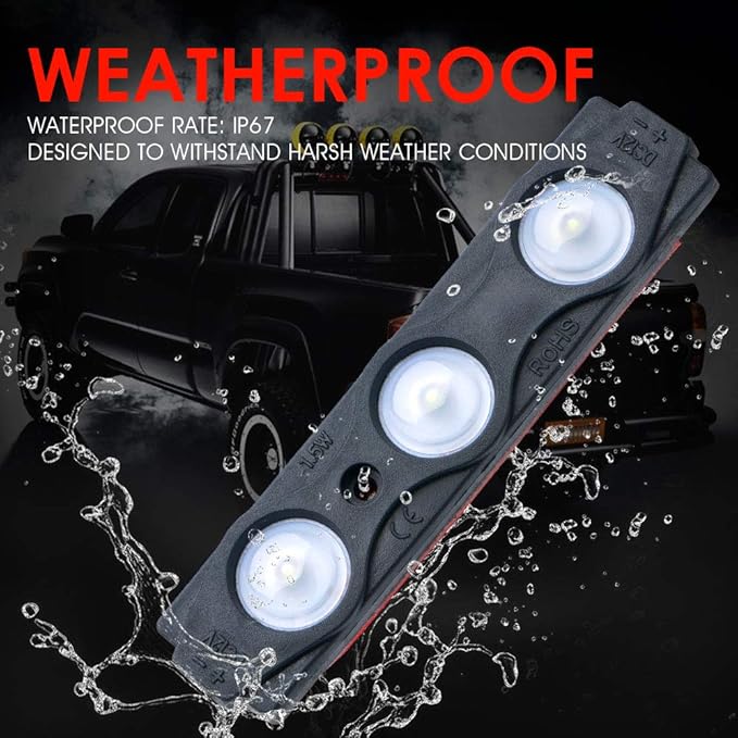 Xprite White Truck Pickup Bed Light Kit, 24 Led Cargo Rock Lighting Kits w/Switch for Van Off-Road Under Car, Side Marker, Foot Wells, Rail Lights - 8 PCS
