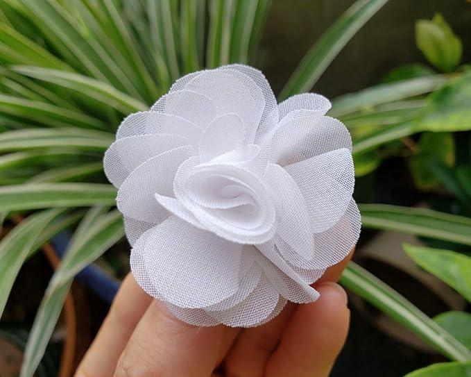 YYCRAFT Pack of 30 Chiffon Flower 2" Hair Flower Headband-White