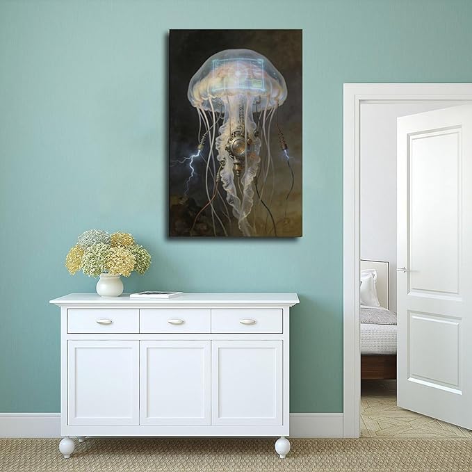 Framed Fantasy Wall Art for Living Room TV Wall Futuristic Tech Inspired Home Decor 12x18inch(30x45cm)