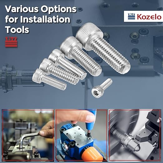 Kozelo 6pcs Socket Head Cap Screws - [M5-0.8 x 80mm] 304 Stainless Steel Allen Socket Drive for Electrical Motor 3D Printing Fan Engine Replacement Use, Silver