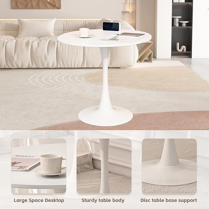 SoarFlash Kitchen Table and Chairs for 2, 24" Dining Table Set for 2 with Velvet Upholstered Chairs, 3 Piece Round Kitchen Table Set, Dining Room Table Set for Small Space, Apartment