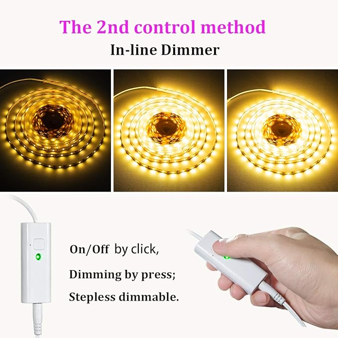 WOBANE LED Strip Lights 32.8ft Warm White, Dimmable Light Strip Kit with Remote and ETL Listed Power Supply, 600 LEDs Supper Bright Tape Lights for Room, Kitchen, Bed, Under Cabinet, Wardrobe, 3000K