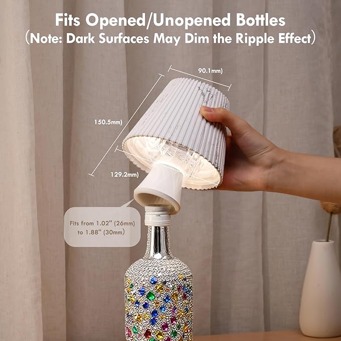 WILIT Wireless Bottle Lamp Shade, RGB Color Changing LED Night Light, Mood Lighting for Living Room, Bedroom Decor for Teen Girls Boys, Wine Bottle Lights, Gifts for Women, Bar Decor Accessories