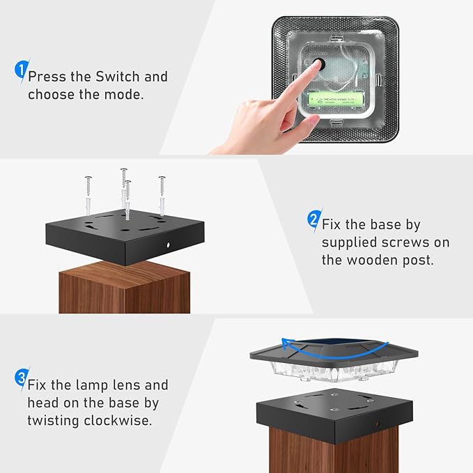 Peasur 4x4 Solar Post Cap Lights RGB Color Changing, 16 Pack Outdoor LED Fence Light Solar Powered Waterproof, Wood/Vinyl Posts Top Lighting for Outside Deck Yard Garden Patio