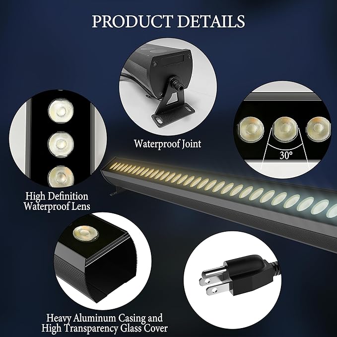 Smart Wall Washer Light 6CCT Adjustable Color Temperature & Dimmable 1%-100%, Super Bright LED Bar Light with Smart APP Control, Waterproof IP65, Timer & Remote for Indoor/Outdoor Decor
