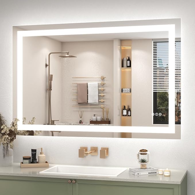 44x 30 LED Mirror for Bathroom, Lighted Vanity Mirror with Lights, Dimmable, Anti-Fog, ETL Listed (Front Lit + Backlit)