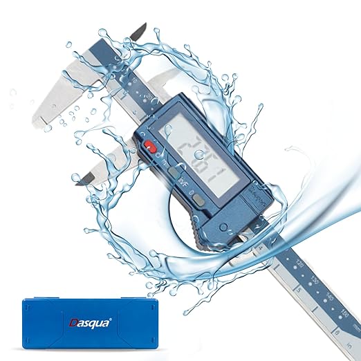 Dasqua 6" Digital Caliper Stainless Steel - IP54 Rated with Large Screen, in/mm/Fraction Conversion. High Precision ±0.001" Accuracy, Includes Protective Case