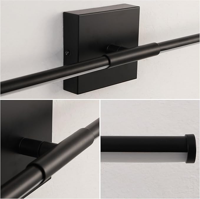 JONATHAN Y 32" Black Modern Dimmable Integrated LED Wall Sconce, Minimalist Adjustable Metal Vanity Light for Bathroom Mirror, Bedroom, Hallway, 3000K, ETL Listed (JYL7040C)