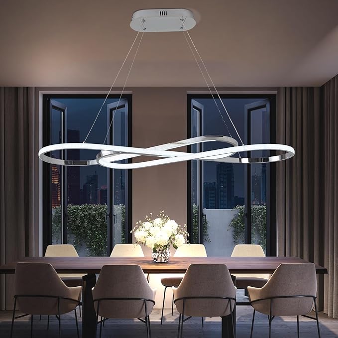 Modern Chandelier,Led Chandelier for Kitchen Island Lighting,Modern Led Pendant Light for Kitchen Island Chandelier Over Table,Dimmable Modern Chandeliers for Dining Room Light Fixture with Remote