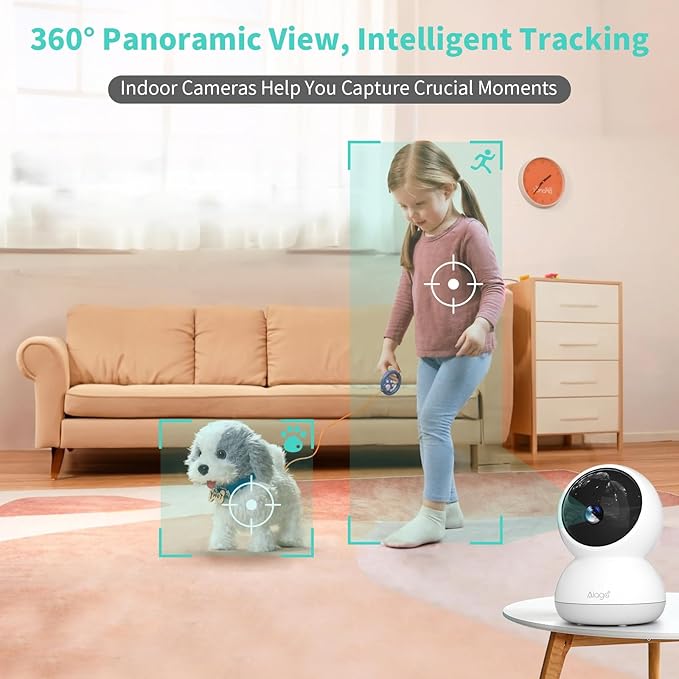 Indoor Camera, 3K HD Indoor Security Camera, 360° Pan/Tilt Pet Camera, 2-Way Audio, Siren, Night Vision, Baby/Pet Monitor with Phone App 2.4G and 5G WiFi, Compatible Alexa and Google Assistant