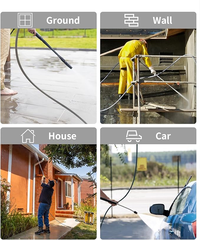 Pressure Washer Hose 150FT 3/8" for Cold and Hot Water 212°F, with Swivel Quick Connect, 4500PSI Kink Resistant Grade Steel Wire Braided, Power Washer Hose With 2pcs M22-14mm Adapter