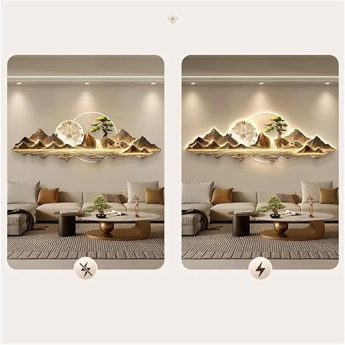 Light Luxury Clock Wall Aesthetic Creative Led Wall Watch Nordic Living Room Home Decoration(A,120x40cm)