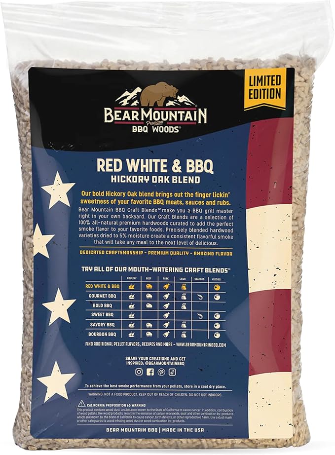 Bear Mountain BBQ Limited Edition Red White & BBQ Wood Pellets, 20 Pounds, Blue