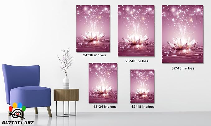 Zen Lotus Floral Pictures Wall Art, Water Lily Bloom Picture, Lotus Flower Canvas Art Print, Calm Relax Poster, Spiritual Zen Flower Print for Zen Office Decor Meditation Poster24x36 inch