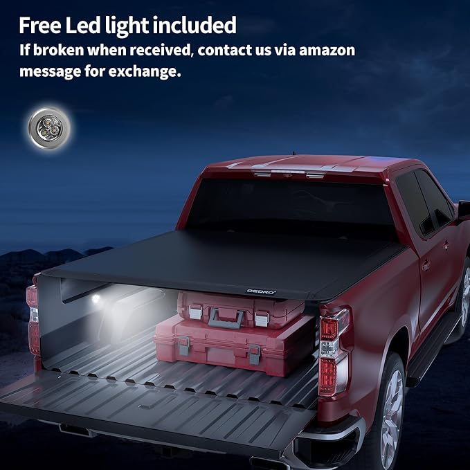 OEDRO Soft Tri-Fold Tonneau Cover, Custom Fit for Chevy Silverado 1500 / GMC Sierra 1500 New Body Style 2019-2025, Designed to Accommodate Fleetside 6.6 Ft Bed w/o Multi-Flex Tailgate