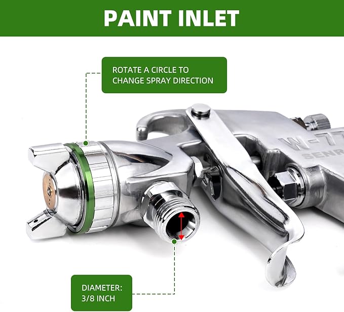 Pressure Feed Air Spray Paint Gun, Pressure Pot Paint Sprayer Without Cup - 2.0mm Nozzle