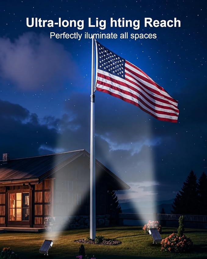 1 Pack Solar Spot Lights Outdoor Waterproof, 20 LEDs Bright Landscape Spotlights Dusk to Dawn, Cool White Adjustable Uplights for Yard Tree House Garden Wall Pathway, IP65
