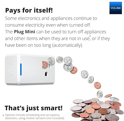 YoLink Mini Plug, 1/4 Mile World's Longest Range Smart Home Plug Mini Outlet Compatible with Alexa Google Assistant IFTTT App Remote Control Home Appliances from Anywhere- YoLink Hub Required