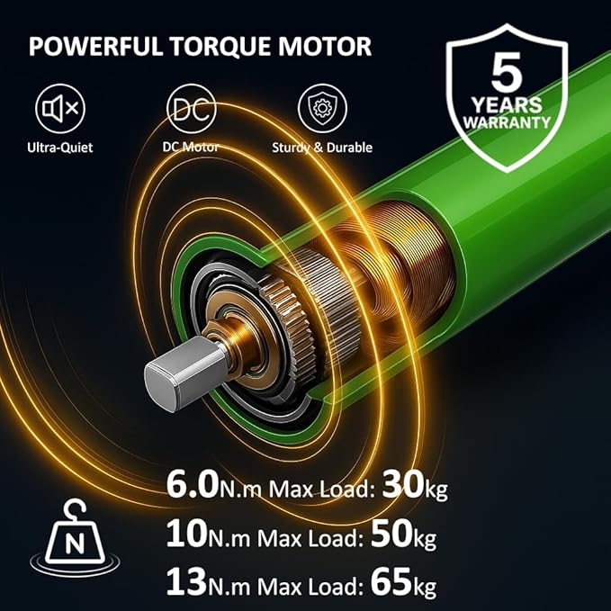 Hardwired Roller Shade Motor 120V AC, Dry Contact Tubular Motor for Smart Blinds, 35mm Quiet Electric Motorized Blinds Kit for Projector Screen Zebra (10 N.m for Φ40mm (1.57") Round Tube)