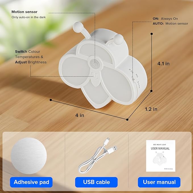 Motion Sensor Stair Lights Indoor - Rechargeable Dimmable RGBW & Warm White Night Light, Magnetic Mount Motion Activated Battery Lamp for Step Hallway Bathroom Cabinet Closet(White, 4 Pack)
