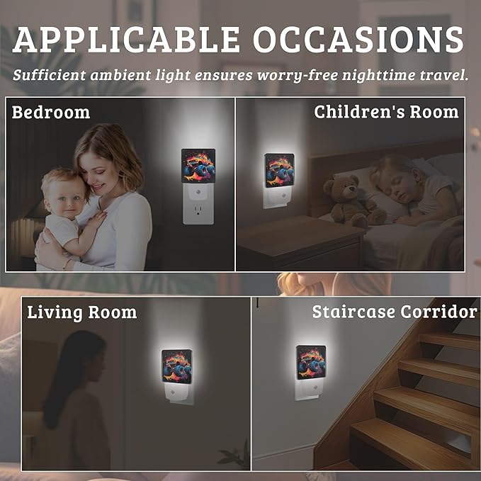 Trucks Night Light Plug Into Wall with Dusk to Dawn Sensor Wall Lamp, LED Nightlights for Bedroom, Bathroom, Kitchen, Hallway, Room Decorative for Boys Girls Women Men Gifts