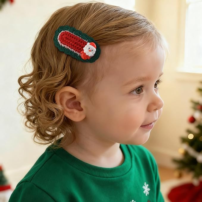 Baby Girl Hair Clips 11 Pack Toddler Hair Bows Christmas Set 2 '' Infant Fully Covered Red Barrettes for Babies Fine Hair