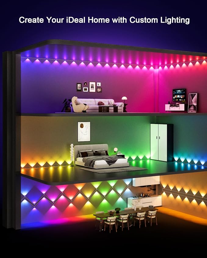 Smart Permanent Outdoor Lights, 50FT 30LEDs Color Changing RGB IC Wall Lights, APP & Remote Control, Music Sync, Dynamic Lighting for House, Living Room, Ceiling, Eave Party Xmas Decoration