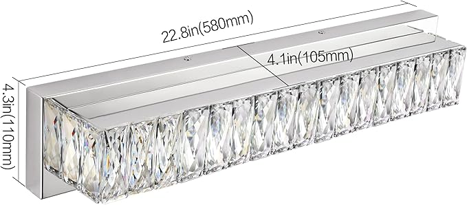 ZUZITO Modern Bathroom Light Fixtures - LED Vanity Lights for Bathroom 18W - Crystal Chrome Lighting Fixtures Over Mirror for Bath