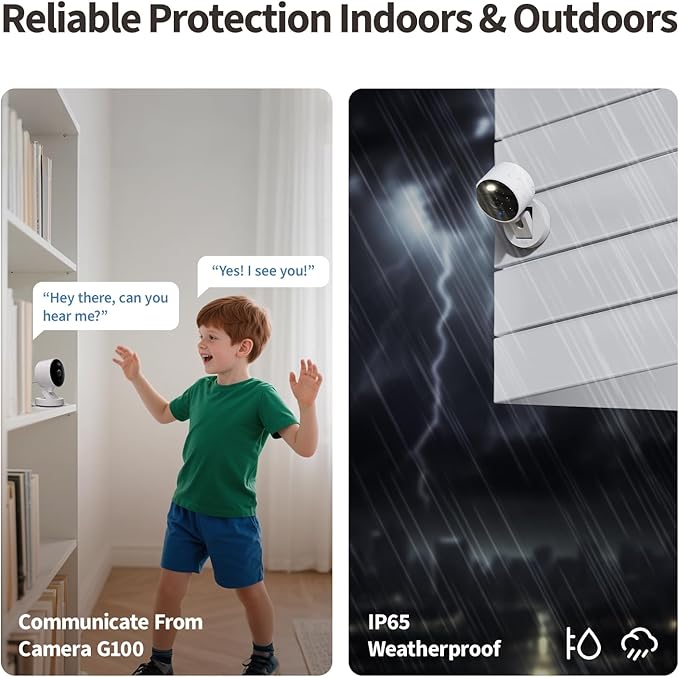 Aqara G100, 2K Indoor/Outdoor Security Camera, HomeKit Secure Video, 2-Way Audio, Spotlight Color/IR Night Vision, AI Detection, 140° FOV, Wi-Fi 6, Supports HomeKit, Alexa, Google and IFTTT, White