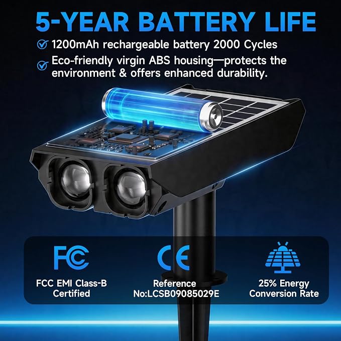 RGB Solar Spot Lights : 2 IN 1 Solar Lights Outdoor with 8 Lighting Modes & PC Light Guide Column for Tree Garden Yard Pathway | RGB Color Changing Landscape Lights | IP65 Waterproof | 6 Pack