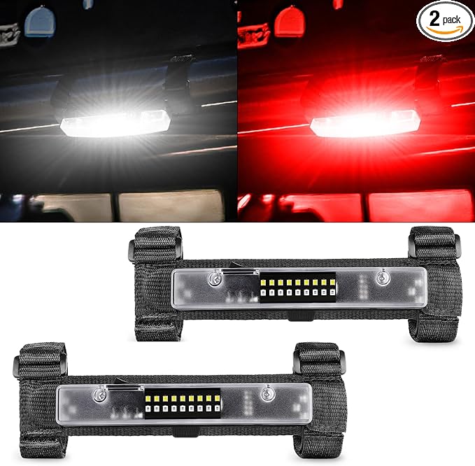 UTV Interior Light, RFROAD LIGHTING Universal Roll Bar Dome Light Roll Cage Mount Lights for UTV Polaris RZR Talon Golf Cart Ranger Truck Boat- White/Red (2 Pack)