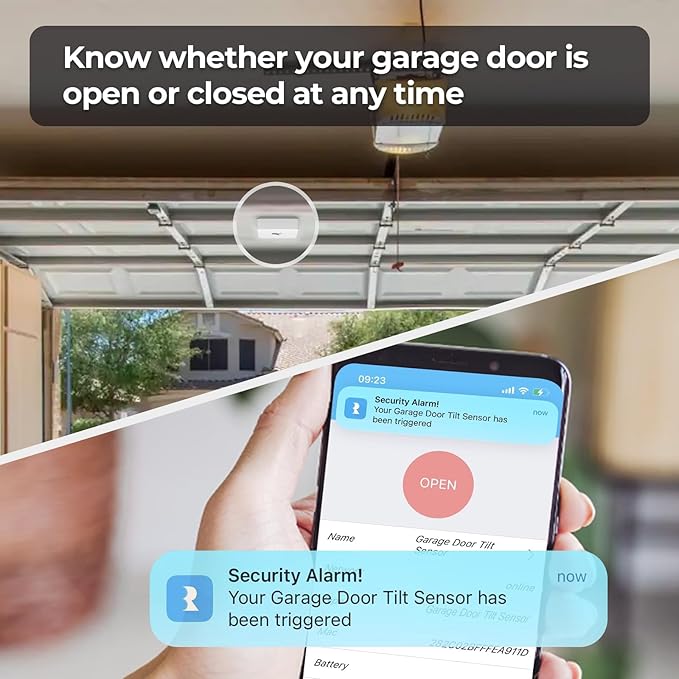 THIRDREALITY Zigbee Smart Garage Door Tilt Sensor, Adjustable Sensitivity Levels, 2-Year Battery Life, Zigbee Hub Required