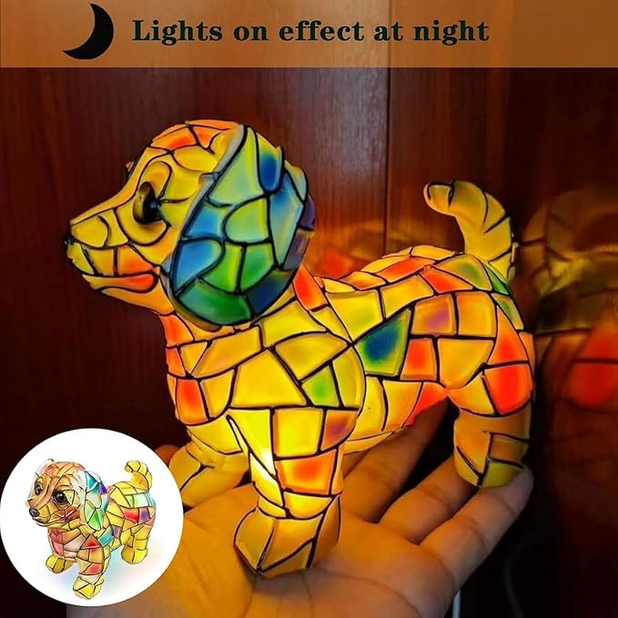 Dachshund Lamps -Dogs Series Art Night Light, Retro Stained Resin Night Light, USB Cute Pet Dog LED Desk Lamp,Vintage Home Decor, Fun Gift for Dog Lover(Dachshund)