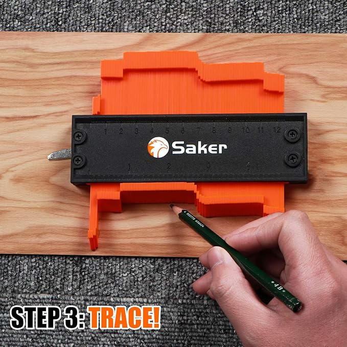 Saker Contour Gauge (5 Inch Lock) Profile Tool- Adjustable Lock-Precisely Copy Irregular Shape Duplicator -Irregular Welding Woodworking Tracing - Must Have Tool for DIY Handyman, Construction