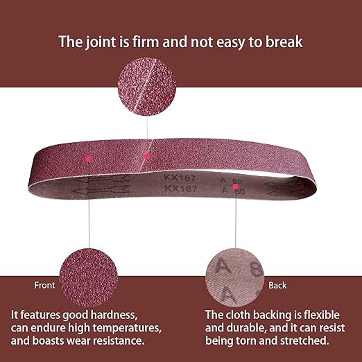 6x89 Inch Sanding Belts, 12Pcs 120 Grit Aluminum Oxide Abrasive Belts Multi-Grit Assortment for Wood & Metal Sanding/Polishing (12, 6x89 In-120Grit)