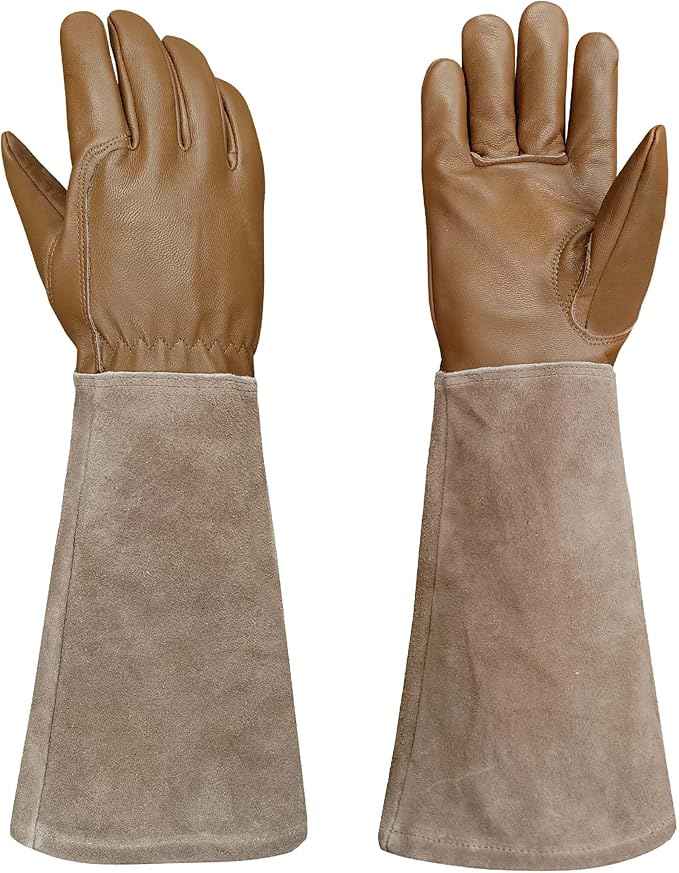 Rose Pruning Gloves Thorn Resistant, Embroidery Gardening Gloves with Extra Long Forearm Protection