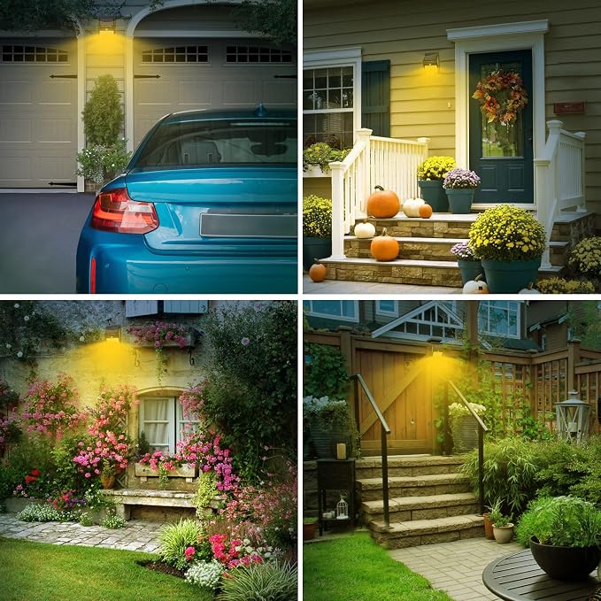 10 Pack Solar Motion Lights - 3 Modes/100LED Outdoor Security Lights - Wireless, IP65 Waterproof - Warm White for Front Door, Backyard, Garage, Deck