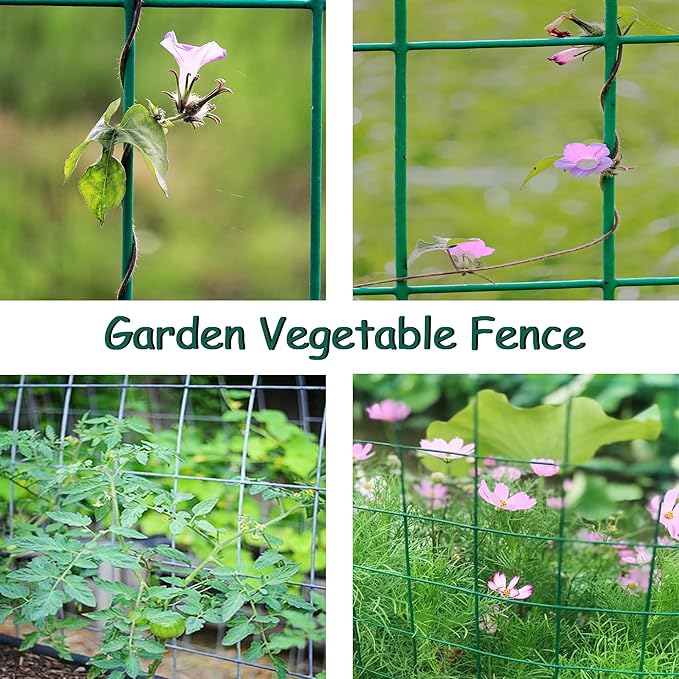 Green Metal Garden Fence, 72inch(H) x 50ft(L), 2 inch x 3 inch,14GA 2/3/4/5/6 Ft Tall Chicken Wire PVC Coated Welded Wire Mesh Roll for Dogs Border Yard Vegetable Plant Protection Poultry Netting