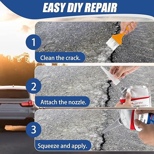 Concrete Crack Filler, Premium Crack Filler, Waterproof Self-Leveling Cement Sealant, Fast-Drying Crack Repair for Driveway, Sidewalk, Garage & Foundation – Indoor Outdoor Use (3 PCS)