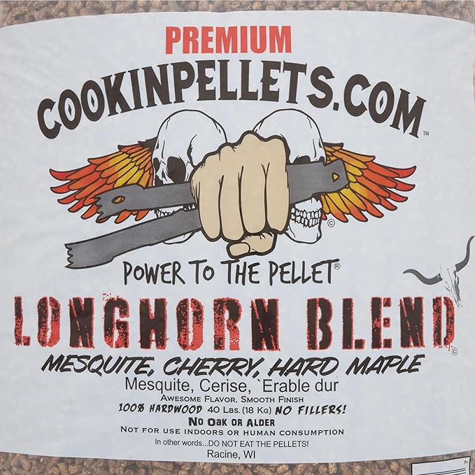 CookinPellets 40-Pound Longhorn Blend Premium Natural Grill Smoker Smoking Mesquite/Cherry/Maple Hardwood Wood Pellets, (3 Pack)