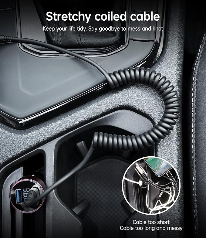 USB C Cable Fast Charging, 2Pack 3ft Coiled USB A to Type C Charge Cord for Car, USB-C Charging Cable Compatible with iPhone 17/16/15/Samsung Galaxy S20 S10 S9 S8 Plus Note 10 and More USB C Devices